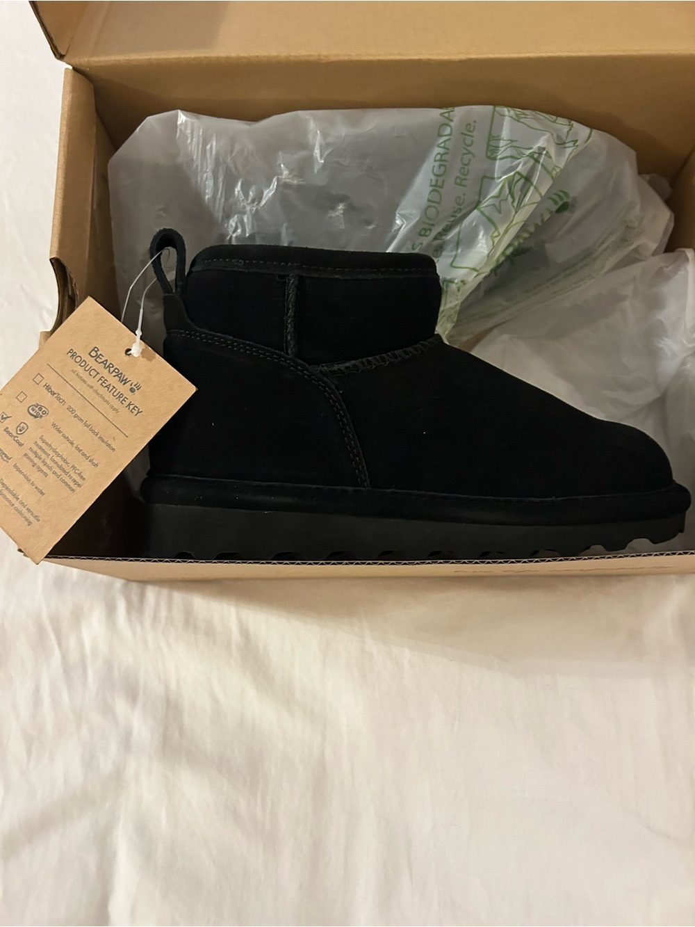 BearPaw Kids Black Suede Short Boots